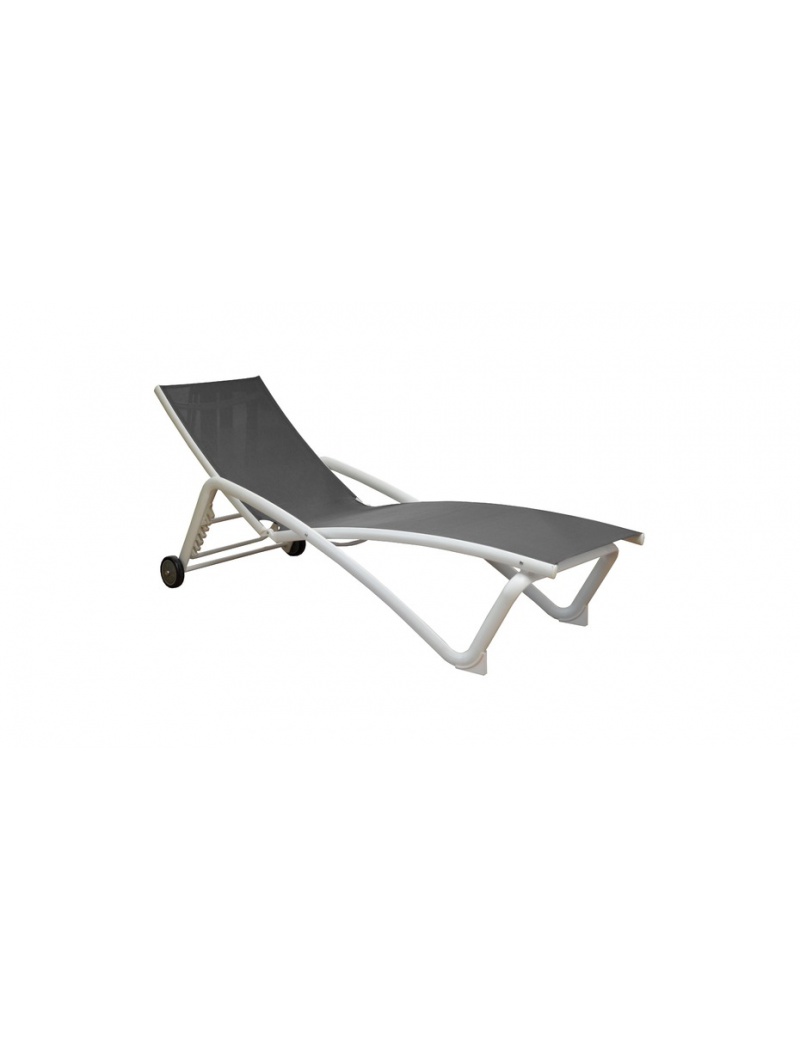 Lot de 2 bains de soleil Zoe Blanc Argent Lot de 2 bains de soleil Zoe Blanc Argent